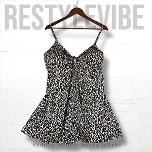 SWIMSUITS FOR ALL Women’s Size 14 C/D One Piece Dress Swim Padded Leopard Animal